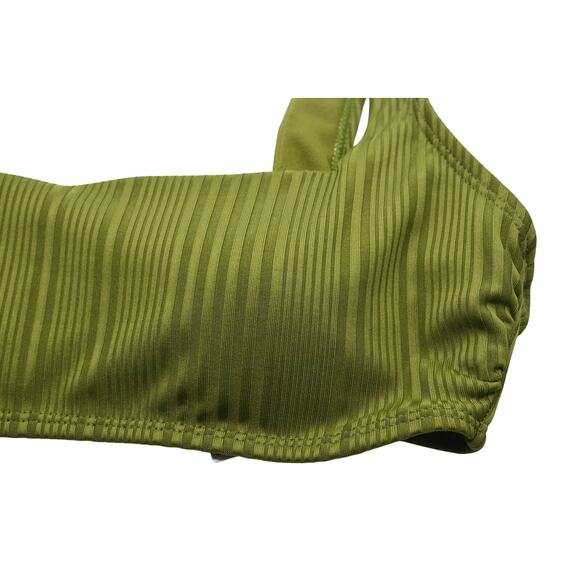 Salt + Cove Women's Square Neck Ribbed Bikini Top In Olive - Picture 3 of 5